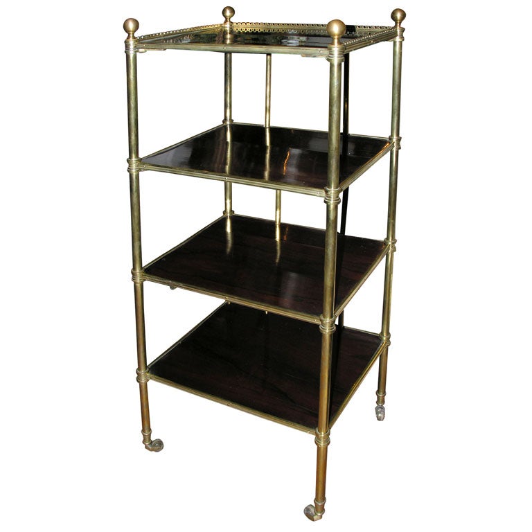 Regency Brass and Rosewood Four Tier Etagere, ca 1810