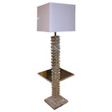 Stacked Lucite Floor Lamp with attached Side Table