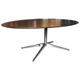 1960
s Florence Knoll Walnut 4 star pedestal oval table