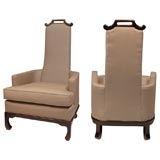 Pair of Asian Influence High Back Chairs