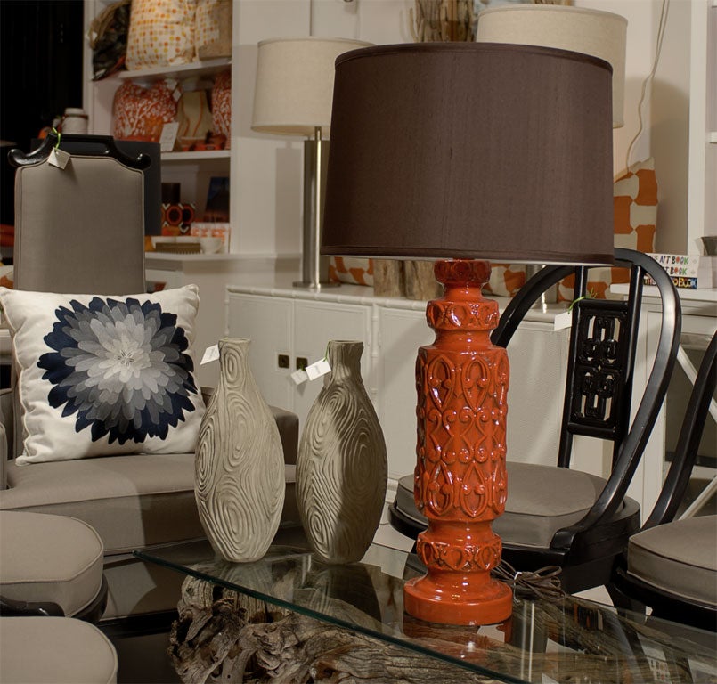 Octagon Red Orange Lamp