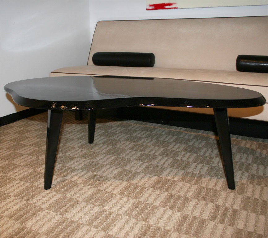 Black Lacquer Kidney Shaped Cocktail Table