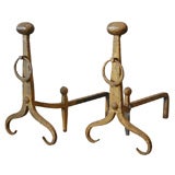 Pair of large gilt andirons
