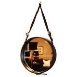 Vintage Leather mirror by Jacques Adnet