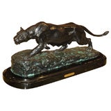Bronze Statue of a Panther Signed E. Bonheur