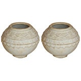 Plaster Off-White Pair of Urns