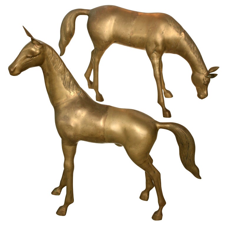 Large Brass Horse Sculptures