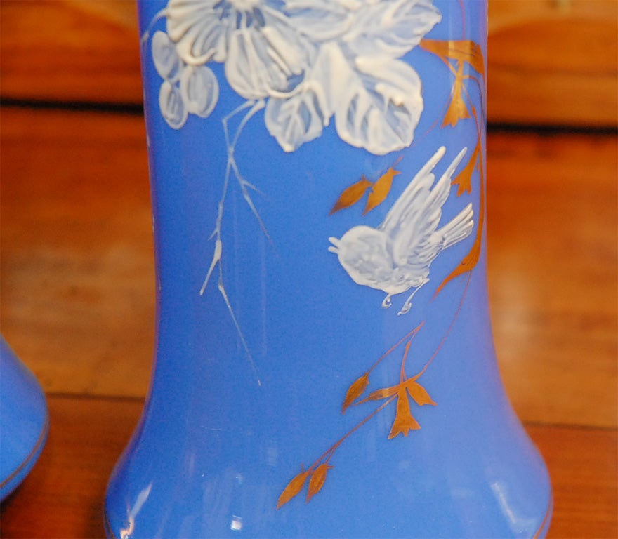 Pair of 19thC opaline vases For Sale 1