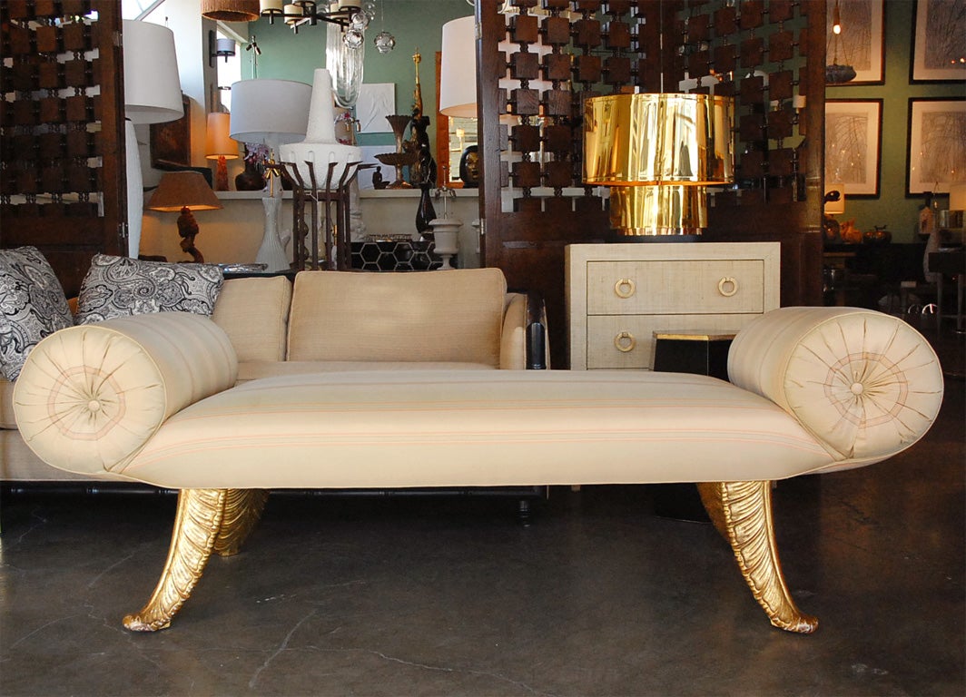 Scroll  Bench with Gilded Carved Legs