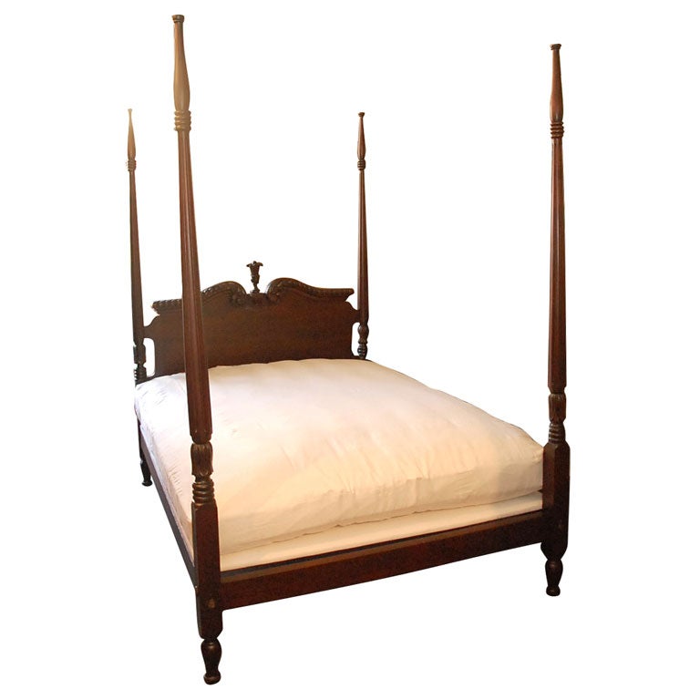 19THC CARVED WALNUT POSTER BED