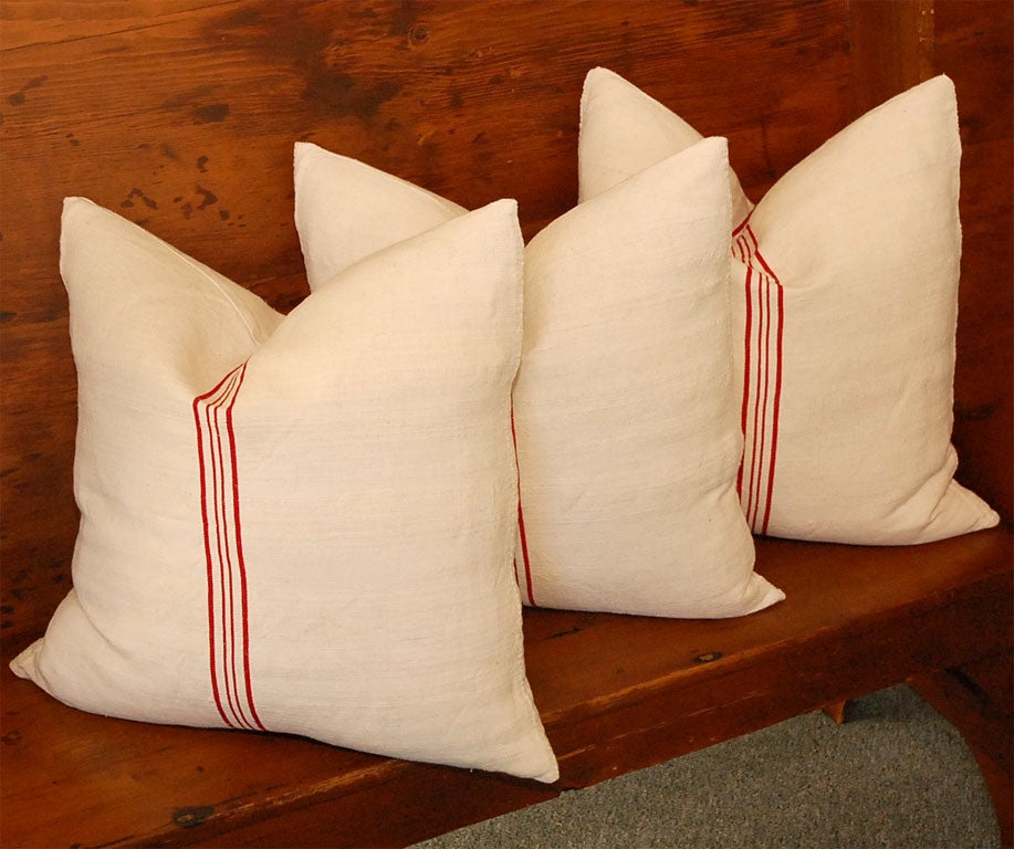 19THC HOMESPUN LINEN PILLOWS  WITH DOWN AND FEATHER INSERTS  THIS PILLOWS ARE $295 EACH . MINT CONDITION