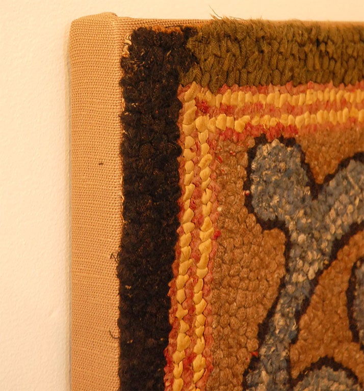 MOUNTED HAND HOOKED RUG OF A HORSE IN A VICTORIAN FRAME 4