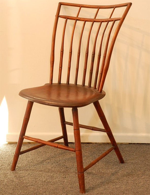WONDERFUL 19THC WINDSOR CHAIR FROM PENNSYLVANIA IN WONDERFUL WORN SURFACE GREAT CONDITION .
