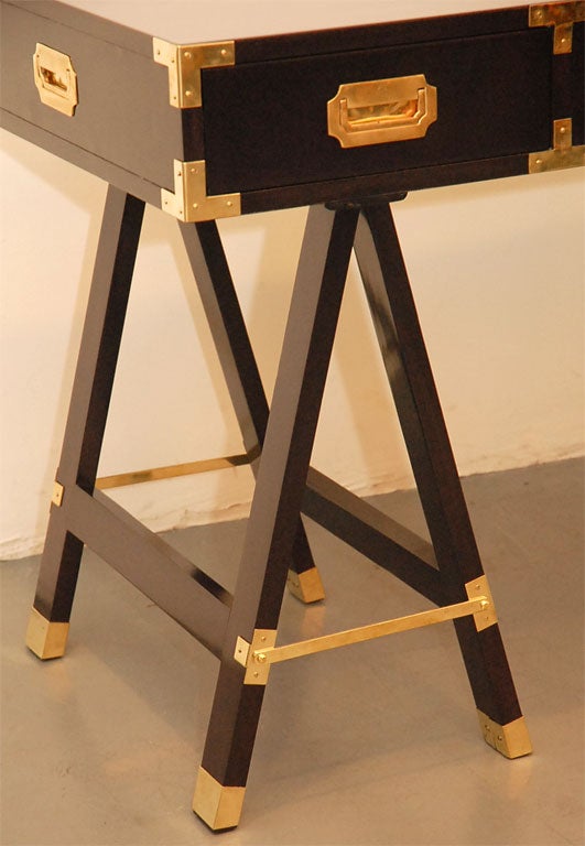Lacquered Campaign Desk with Chair 1