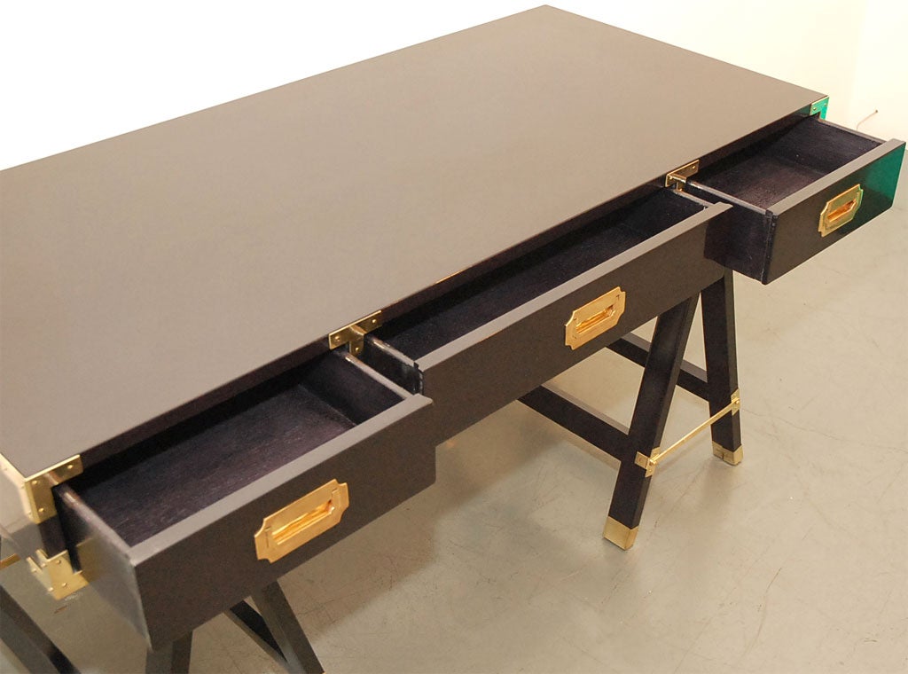 Lacquered Campaign Desk with Chair 2