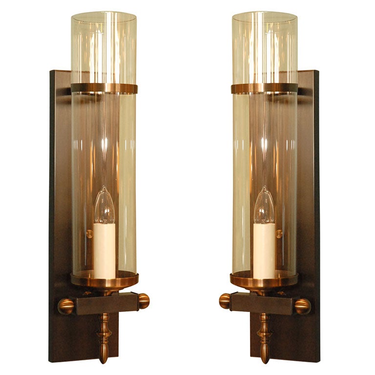 Traditional Hurricane Sconces Pair by Paul Marra For Sale