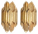 Pair of Brass Torch Cut Sconces