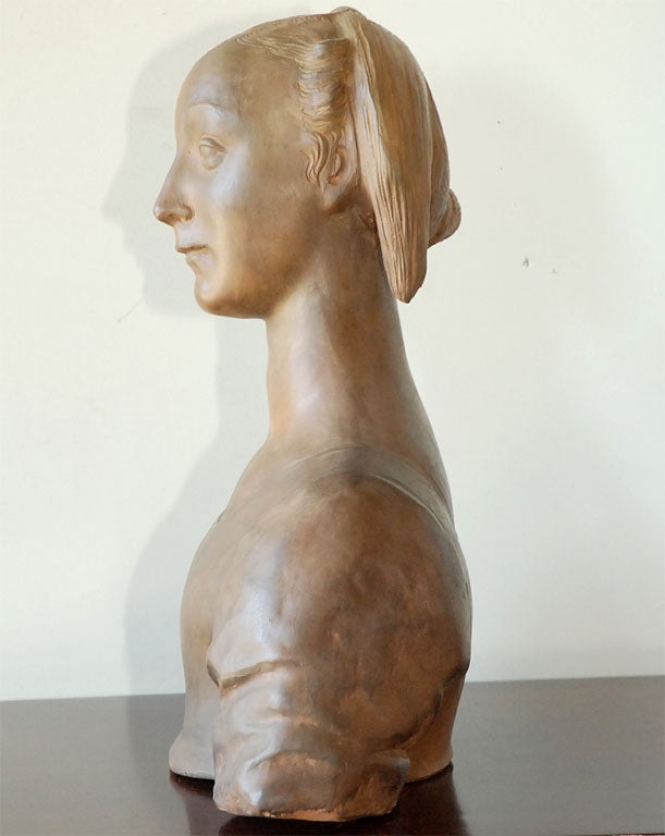20th Century Renaissance Style Italian Bust of a Young Woman For Sale
