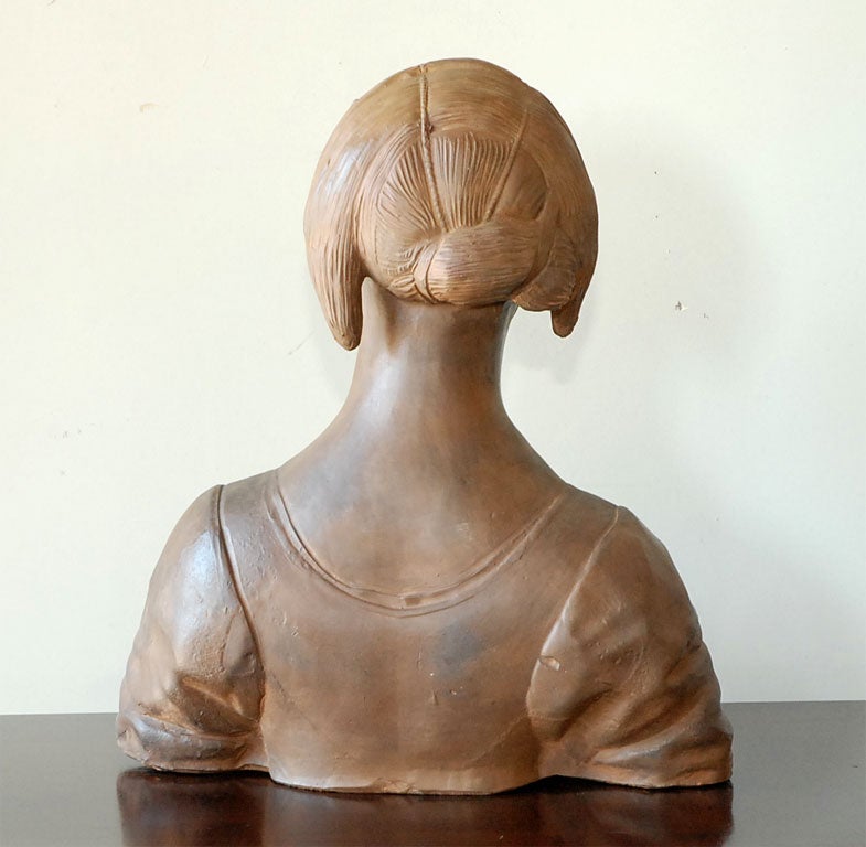 Terracotta Renaissance Style Italian Bust of a Young Woman For Sale