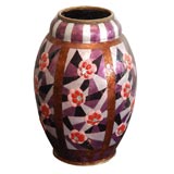 Art Deco enamel vase from Limoges by Salandie