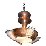 Machine Age Copper etched glassw three tier  chancelier