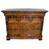French 19th C Louis Philippe Book Matched Burled Walnut Commode