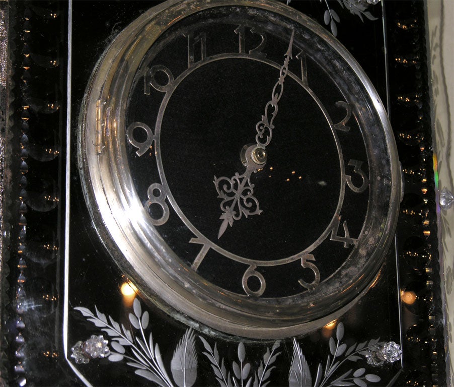 Art Deco Venetian Etched Mirrored Wall Clock 1