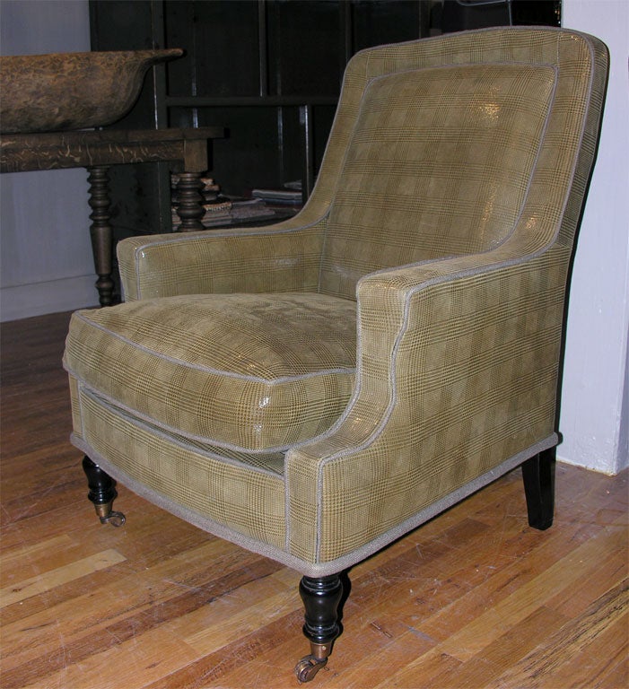 Pair of Reproduction French Armchairs uphostered in Leather