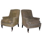 Pair of Reproduction French Armchairs uphostered in Leather