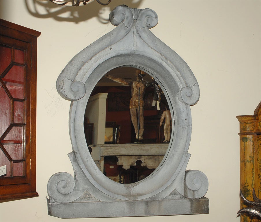 French zinc window frame made into a mirror.