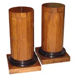 Pair of Walnut Column Cabinets