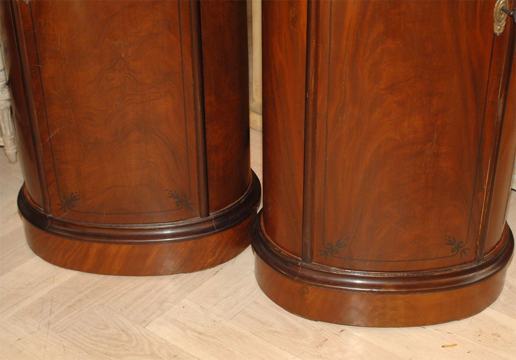 20th Century Pair of Danish Tall Oval Mahogany Cabinets