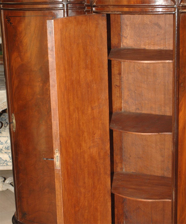 Wood Pair of Danish Tall Oval Mahogany Cabinets