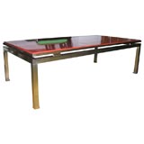 Rectangular polished bronze with lacquered top coffee table