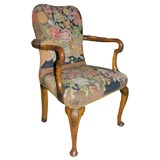 English Queen Anne style walnut open armchair