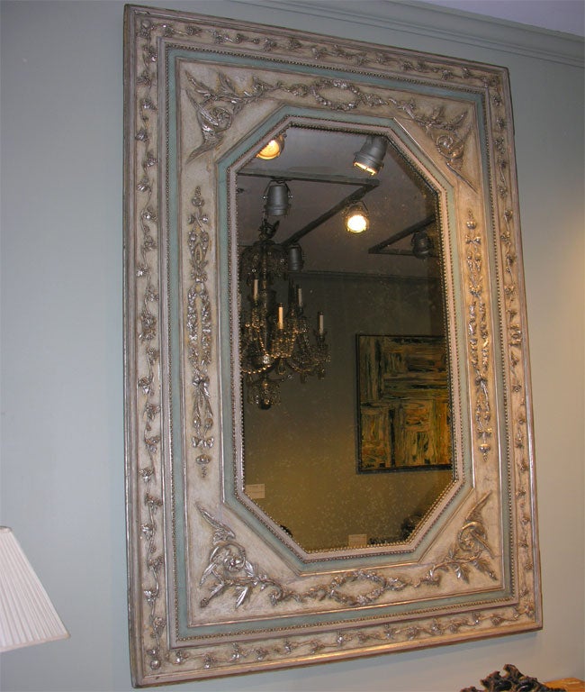A Monumental Piedmontese Painted and Silver Gilt Mirror
