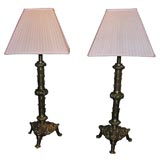 Vintage A Pair of Bronze Lamps