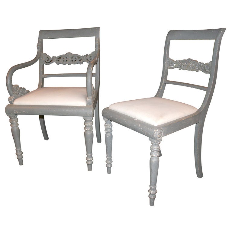Antique Painted Dining Chairs For Sale at 1stDibs