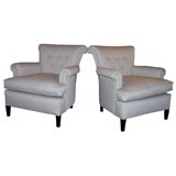 Pair  Club Chairs With  Rolled Back