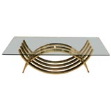 Polished chrome and glass top table