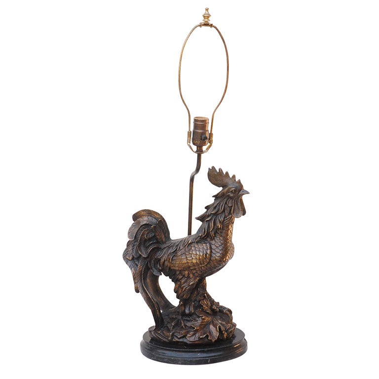 Cast Bronze Rooster Lamp