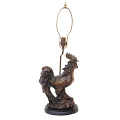 Antique Cast Bronze Rooster Lamp