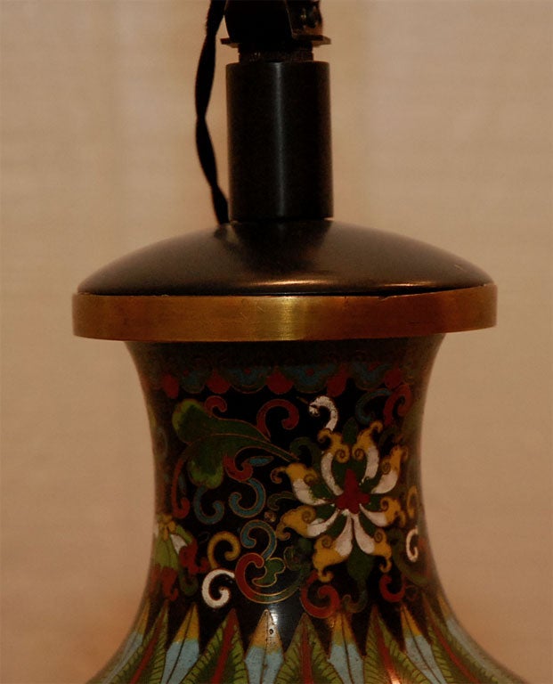 Pair of  Antique Cloisonne Dragon Lamps In Excellent Condition In Los Angeles, CA
