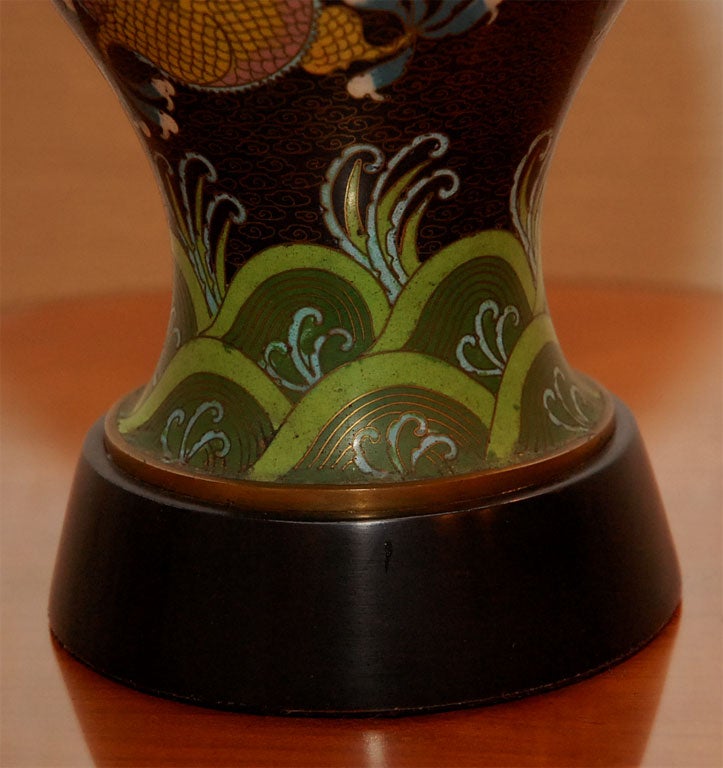 20th Century Pair of  Antique Cloisonne Dragon Lamps