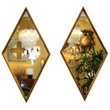 Pair of Diamond Gold Leaf Mirrors