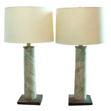 Antique Pair of  French Faux Mabre Lamps