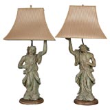 Pair of 18thC Italian Angel Lamps