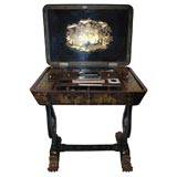 Antique Chinese Export Gilt-Decorated Black Lacquered Work Table