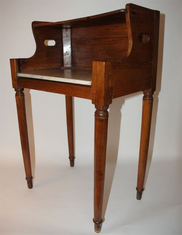 French 19th Century Fruitwood Book Table with Marble Shelf