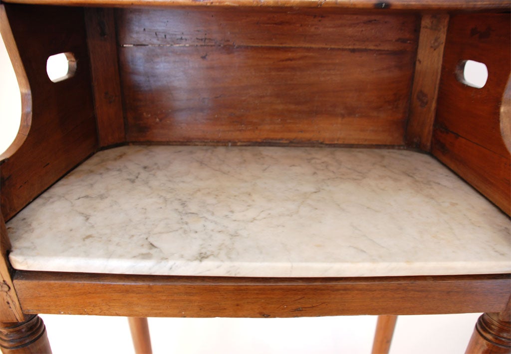 19th Century Fruitwood Book Table with Marble Shelf 1